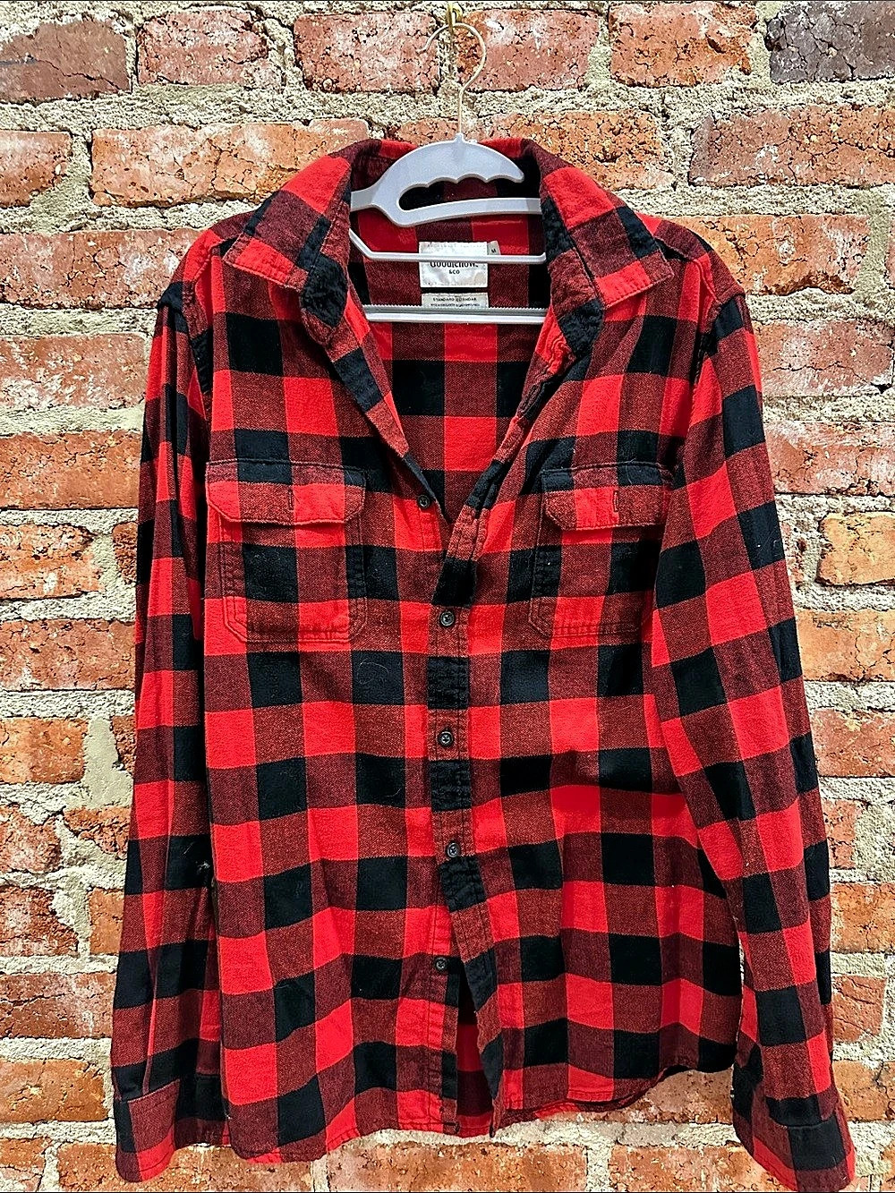 Goodfellow & Co Men's Vintage Mid-Weight Long Sleeve Flannel Shirt Flannel Shirt